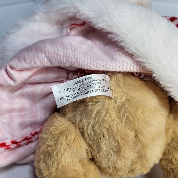 Hobby Lobby Christmas Bear Red White Stripe Dress Soft Stuffed Plush Animal 13" - Picture 6 of 9
